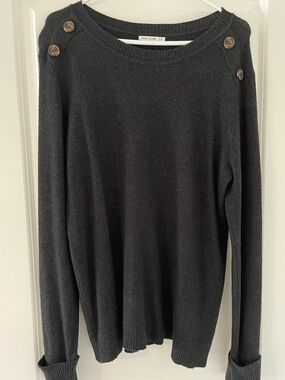 Pink Clover Black Button-Shoulder Knit Sweater
